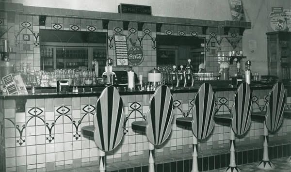 What were these iconic drugstore counters called?