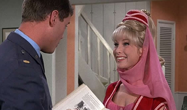 Which popular 1960s fantasy sitcom starred Barbara Eden as a 2,000-year-old magical spirit residing in a decorative bottle?