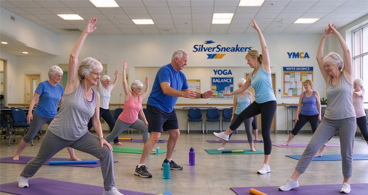 SilverSneakers and the YMCA offer enhanced active lifestyle programs: free yoga, balance training, and aqua aerobics