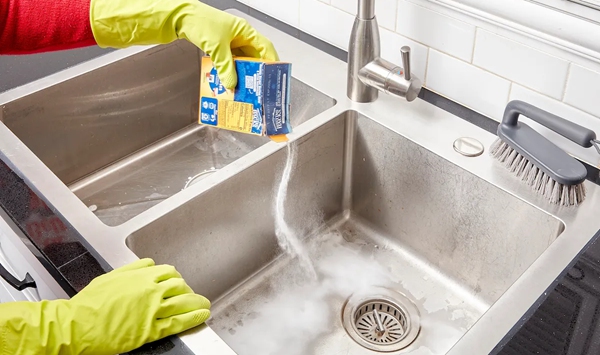 Grandma always kept a box of baking soda near the kitchen sink. What happens when you combine baking soda with white vinegar for drain cleaning?