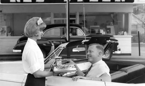 What type of restaurant served food straight to your car?