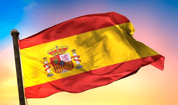 Which country's flag features horizontal stripes of red, yellow, and red, with a national coat of arms on the left side?